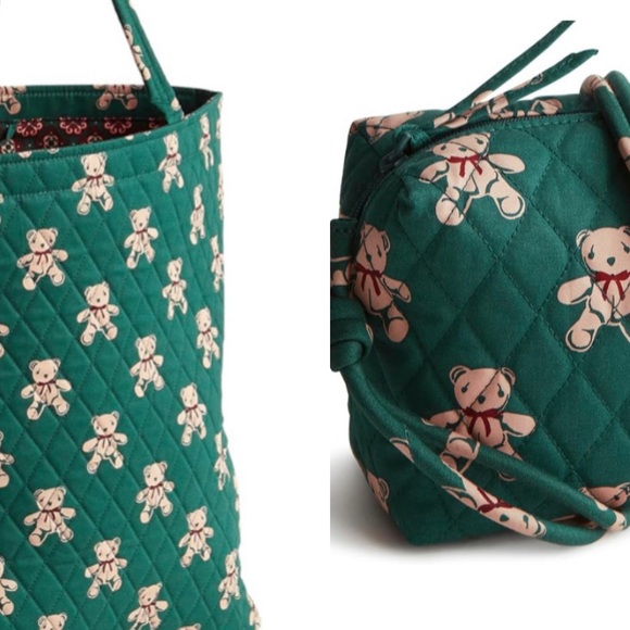 Vera Bradley Handbags - NWT Set Vera Bradley Green Teddy Bear Tote Bag. And mini crossbody bag.